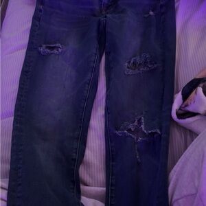 American Eagle Outfitters Dark Blue Distressed Skinny Jeans